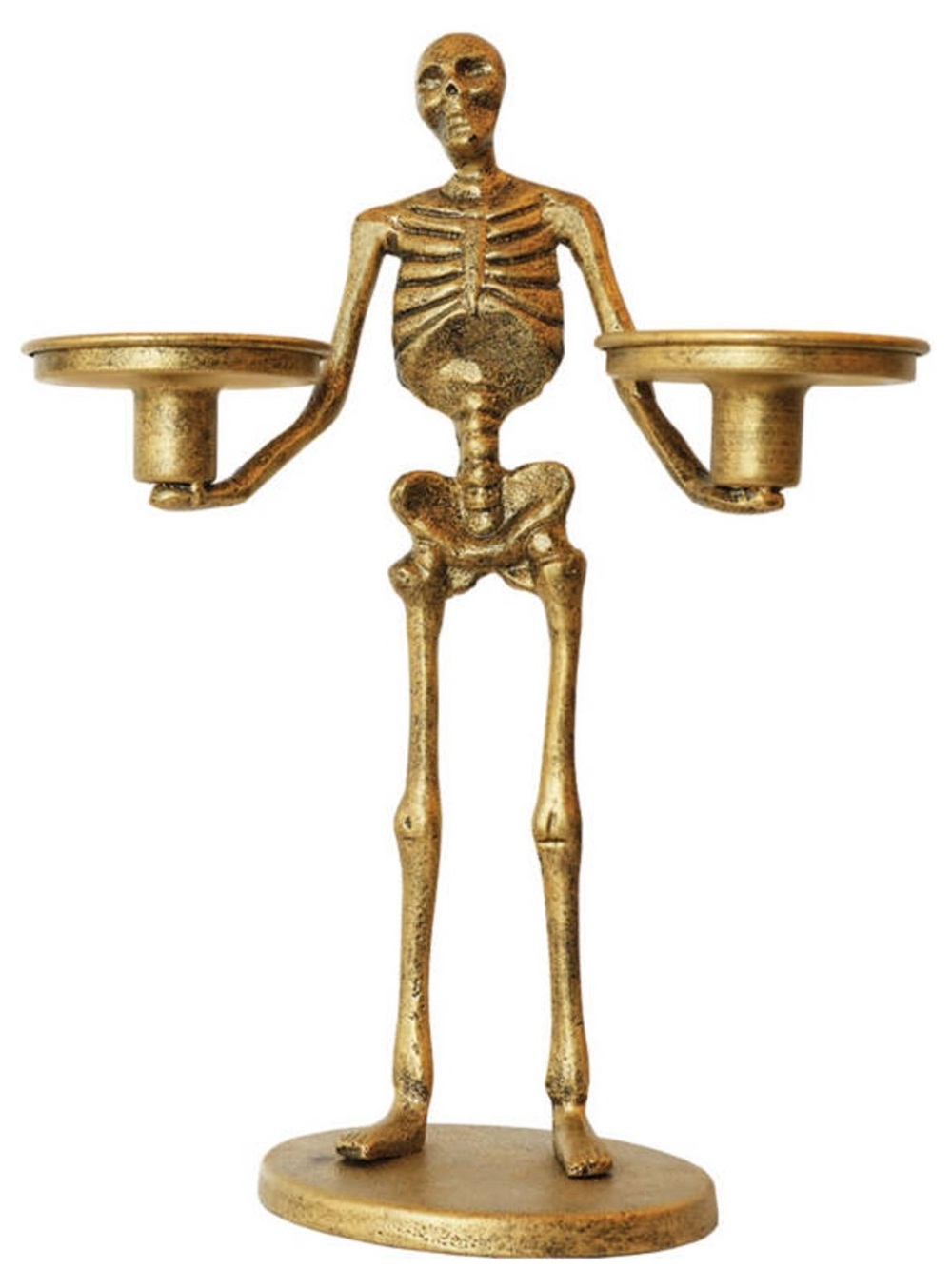 Gold Skeleton Double Candle Holder - Home Wall Decor